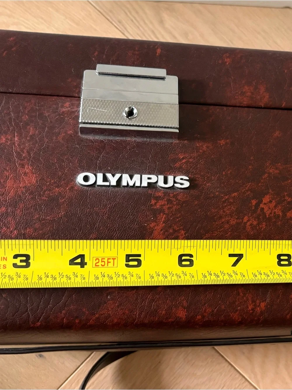 Vintage Olympus Hard Camera Case in Synthetic Brown Leather